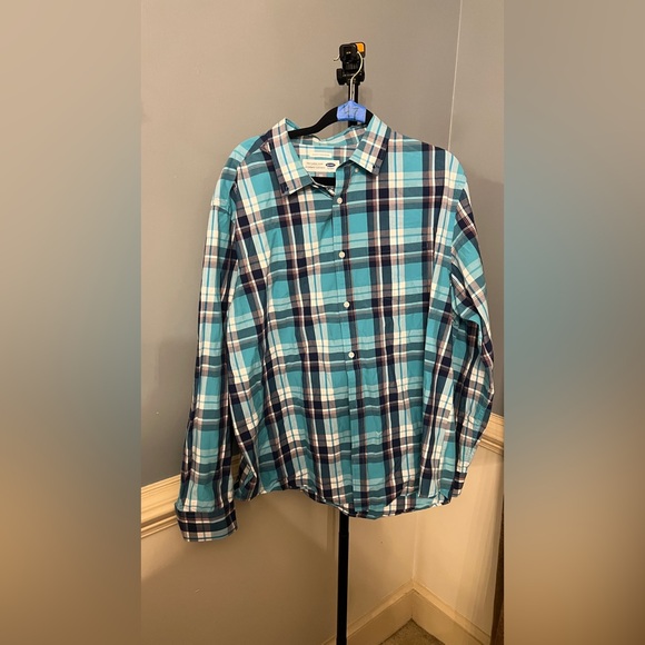 Old Navy Other - Old Navy Men's Turquoise‎ and Navy Plaid Shirt